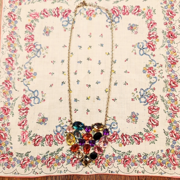 🌈Vintage 1980s Rainbow Heart Necklace 💝 - Picture 1 of 5